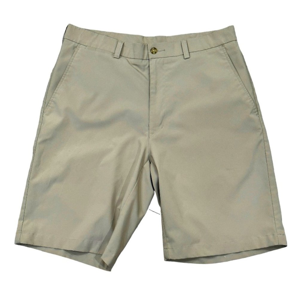 PGA Tour Mens Golf Shorts Size 32 Beige Tan Chino Flat Front Pockets Polyester
